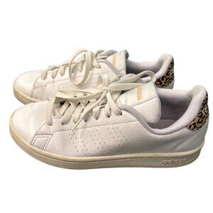 Adidas Womens White Sneakers With Leopard Print Heel Detail  Size 8.5